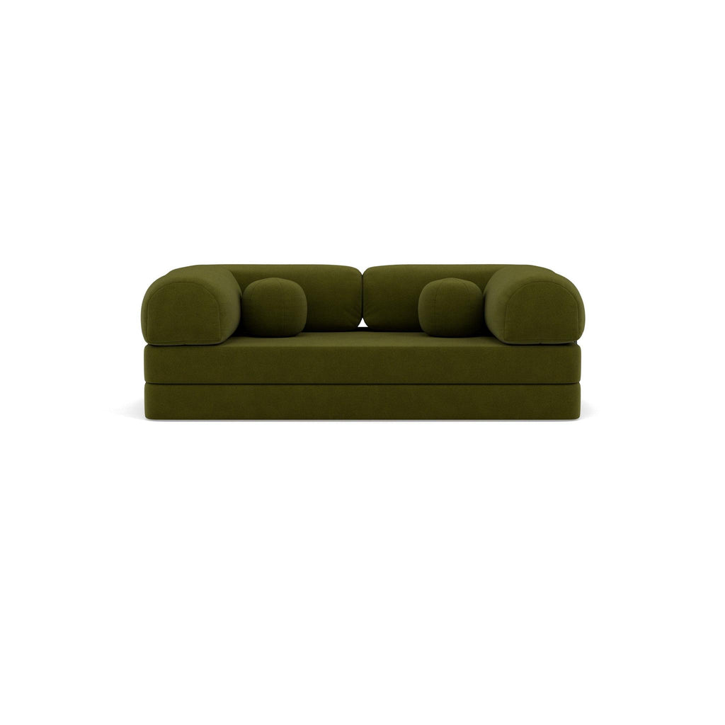 Nebula - Canapé Convertible - 3 Places - Velours Texturé - Vert Kaki