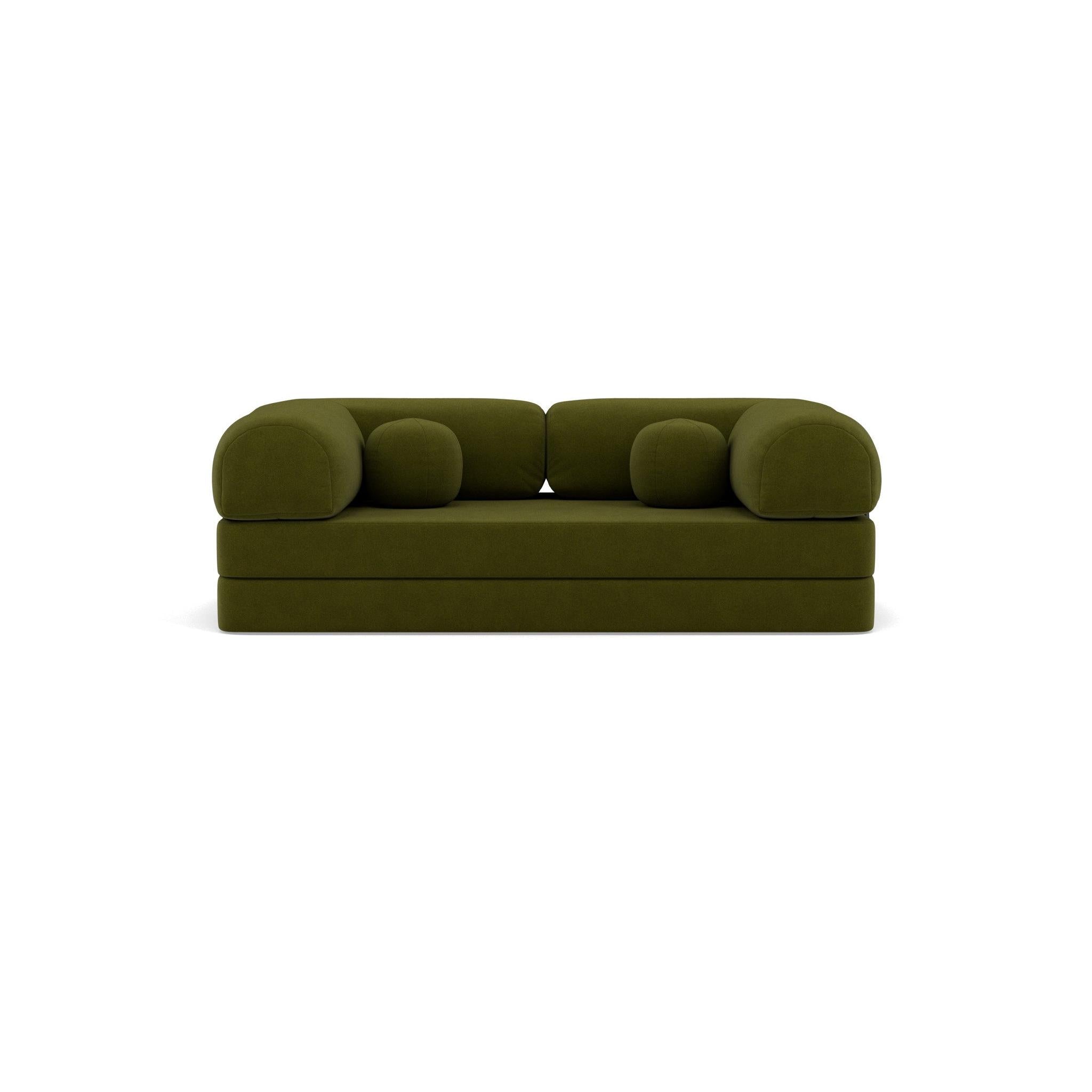 Nebula - Canapé Convertible - 3 Places - Velours Texturé - Vert Kaki