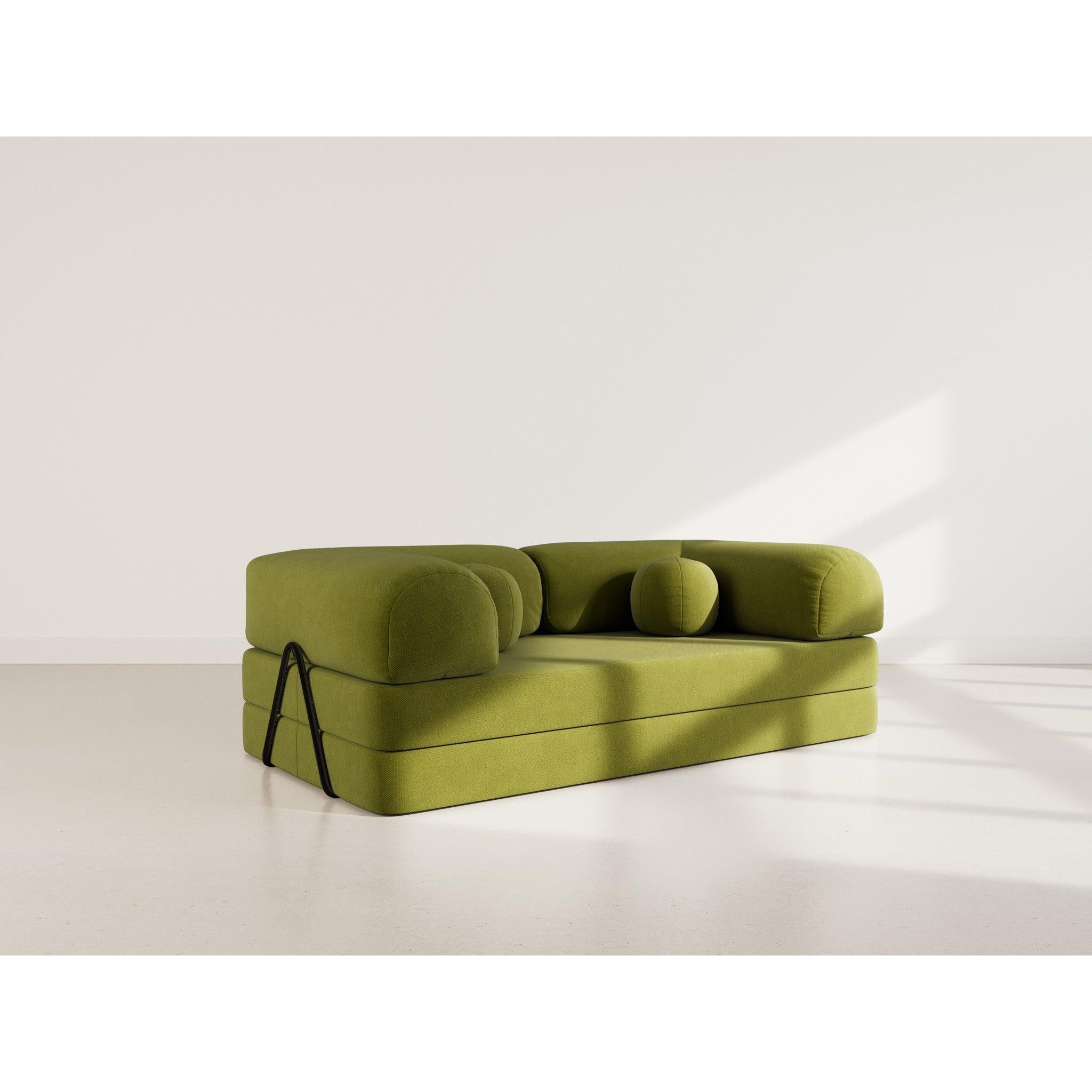Nebula - Canapé Convertible - 3 Places - Velours Texturé - Vert Kaki