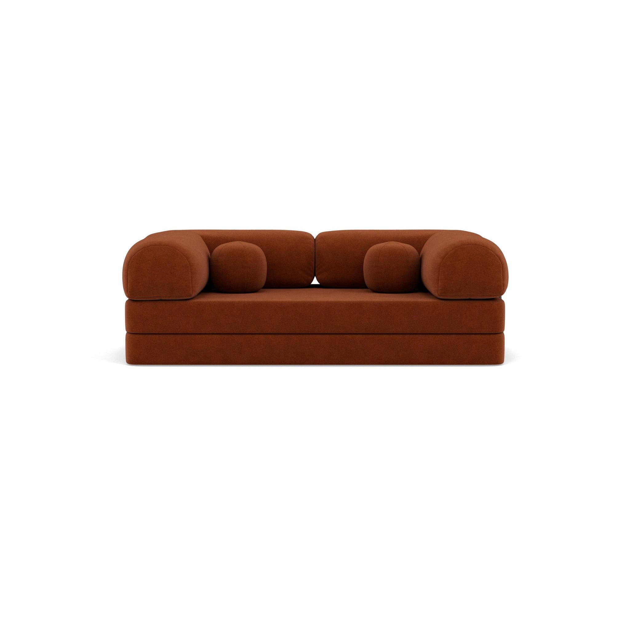 Nebula - Canapé Convertible - 3 Places - Velours Texturé - Terracotta