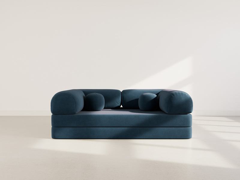 Nebula - Sofá convertible - 3 plazas - Terciopelo texturizado - Azul