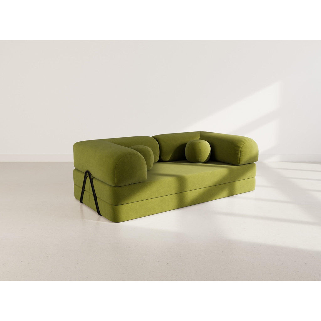 Nebula - Canapé Convertible - 3 Places - Velours Texturé - Vert Kaki
