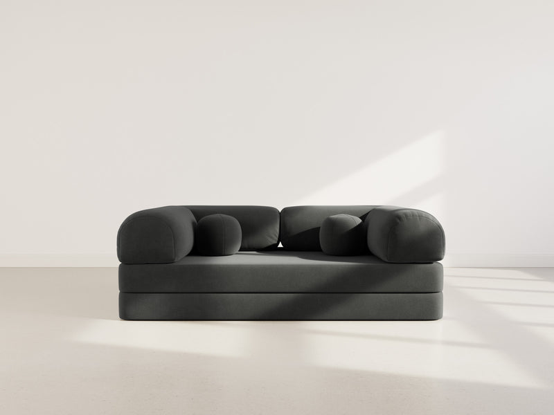 Nebula - Canapé Convertible - 3 Places - Velours Texturé - Gris