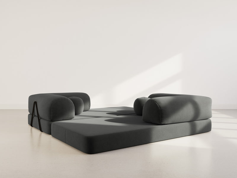 Nebula - Canapé Convertible - 3 Places - Velours Texturé - Gris