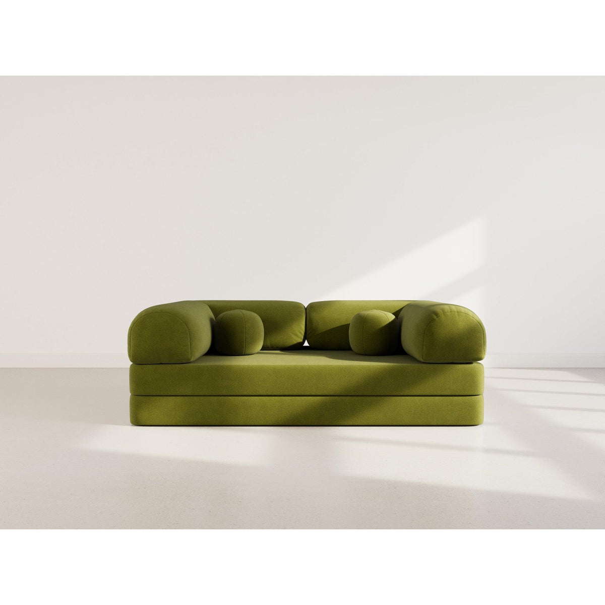 Nebula - Canapé Convertible - 3 Places - Velours Texturé - Vert Kaki