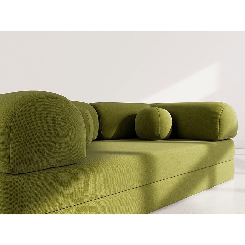 Nebula - Canapé Convertible - 3 Places - Velours Texturé - Vert Kaki
