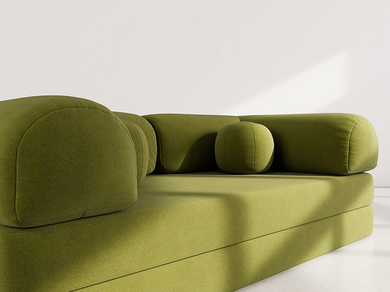 Nebula - Canapé Convertible - 3 Places - Velours Texturé - Vert Kaki