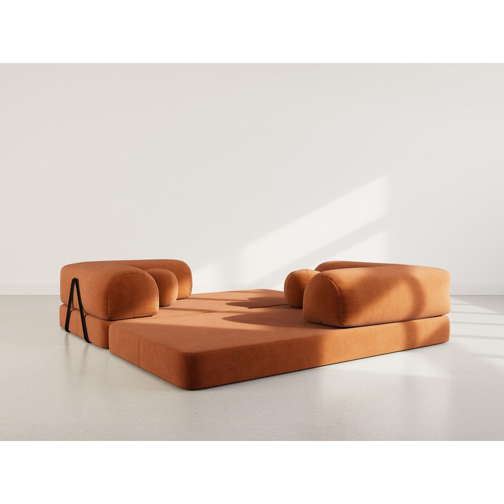 Nebula - Canapé Convertible - 3 Places - Velours Texturé - Terracotta