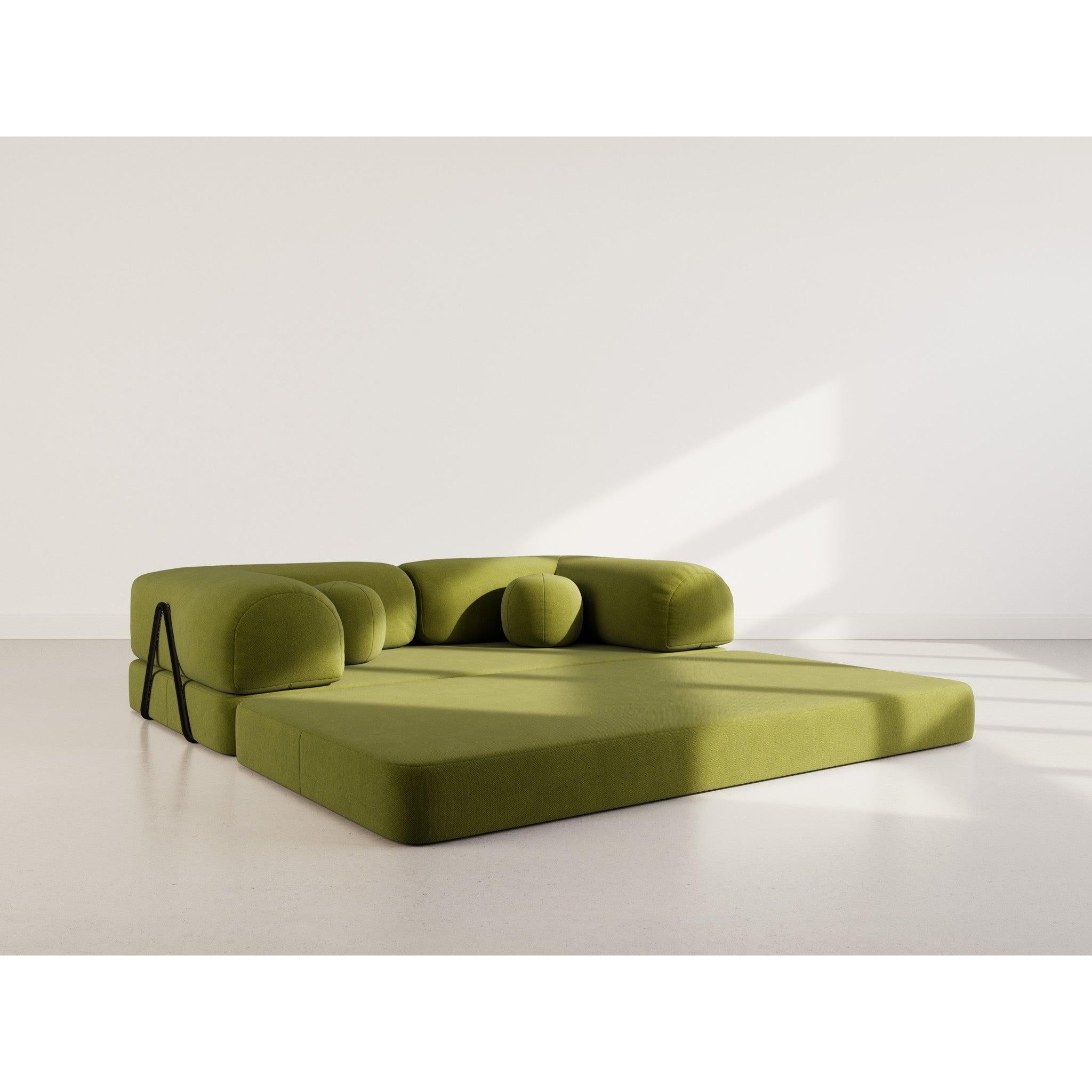 Nebula - Canapé Convertible - 3 Places - Velours Texturé - Vert Kaki