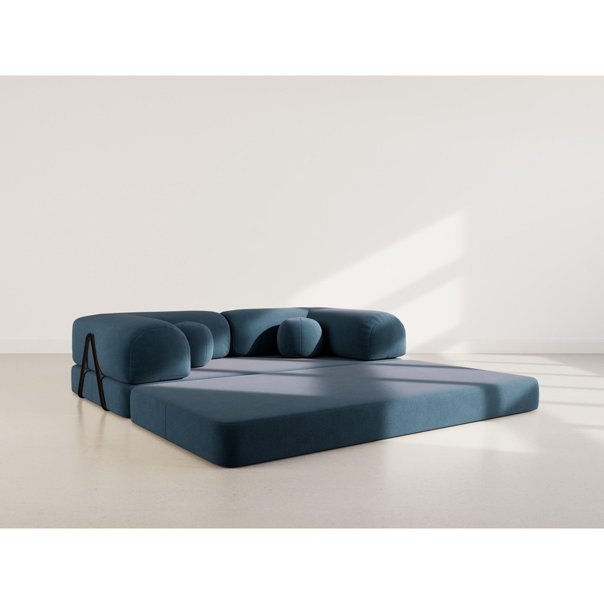 Nebula - Canapé Convertible - 3 Places - Velours Texturé - Bleu