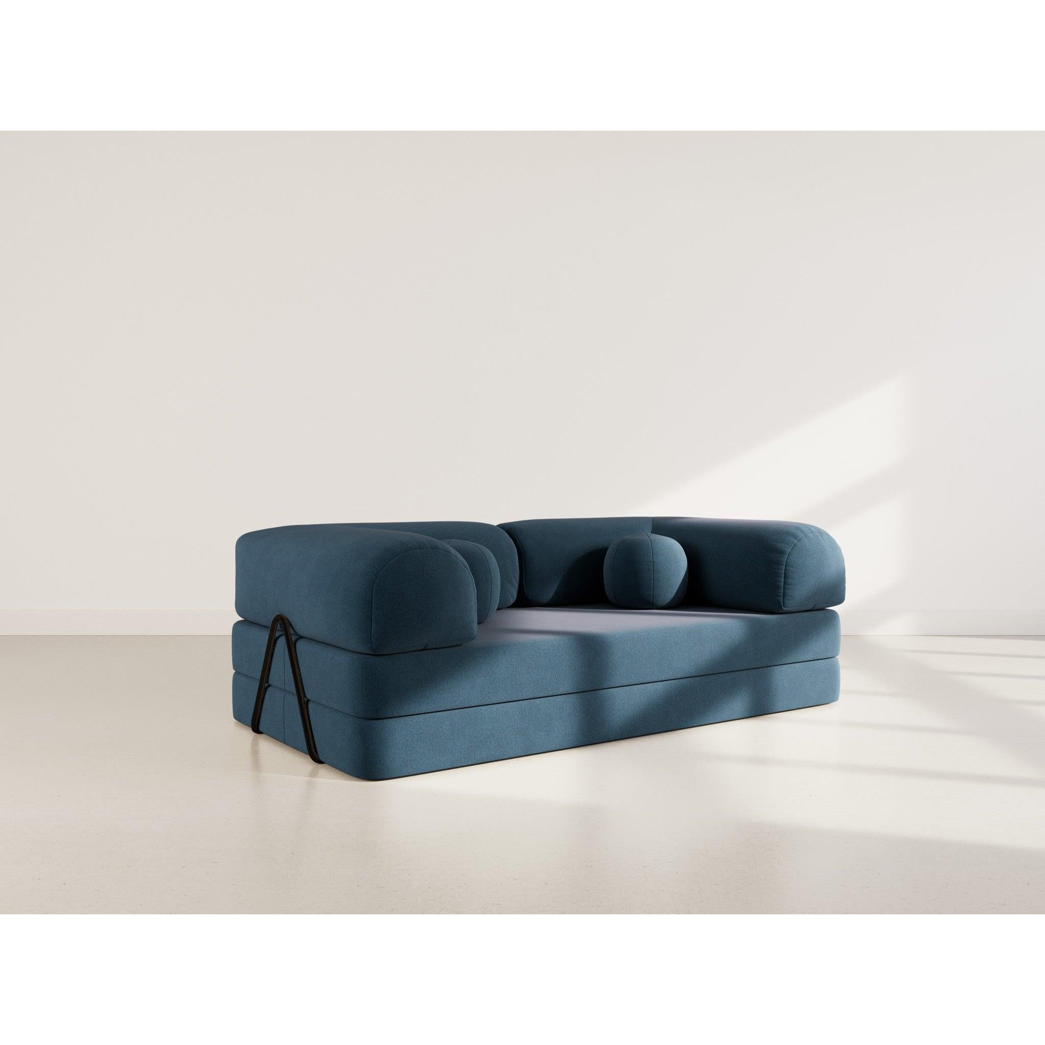 Nebula - Canapé Convertible - 3 Places - Velours Texturé - Bleu