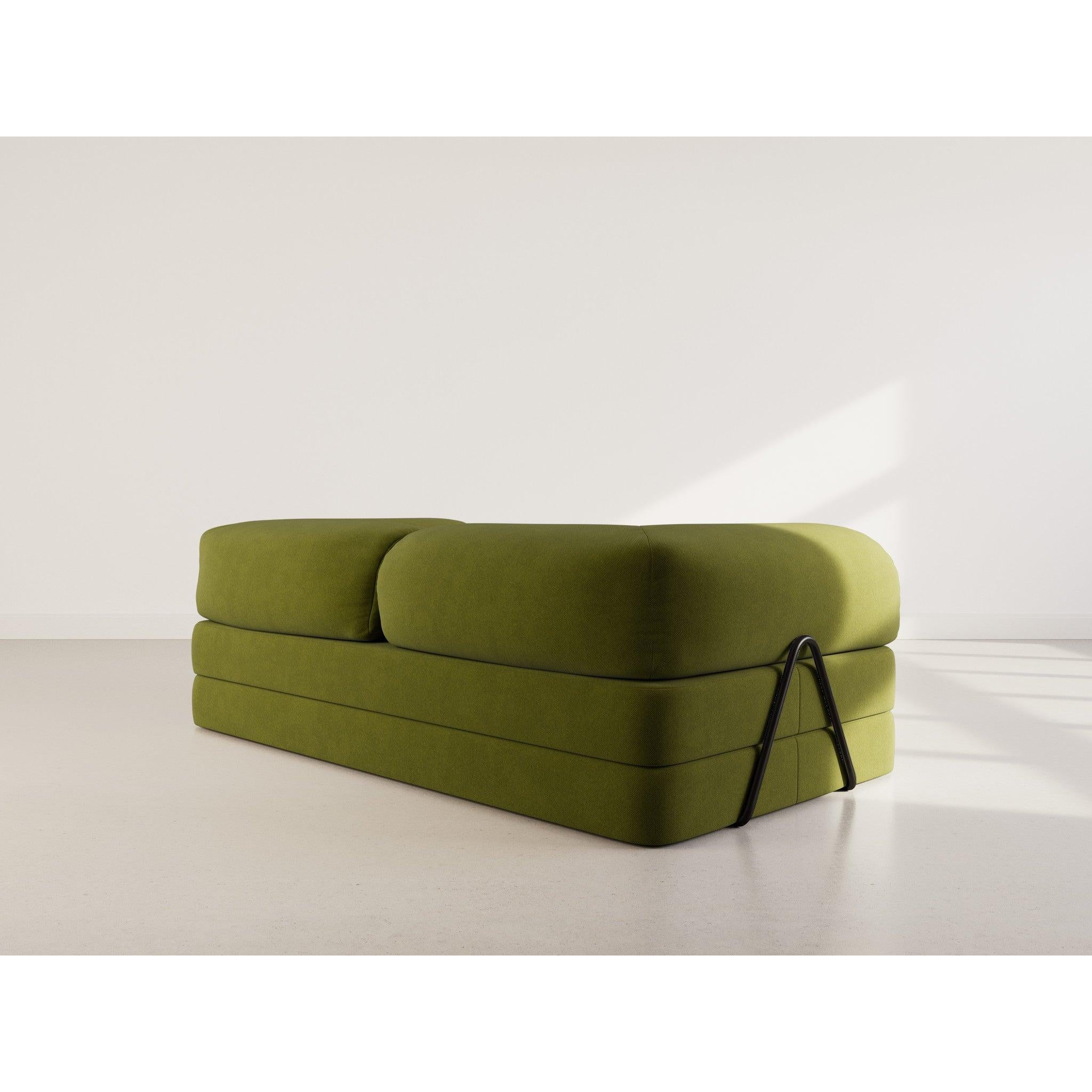 Nebula - Canapé Convertible - 3 Places - Velours Texturé - Vert Kaki
