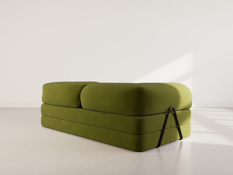 Nebula - Canapé Convertible - 3 Places - Velours Texturé - Vert Kaki