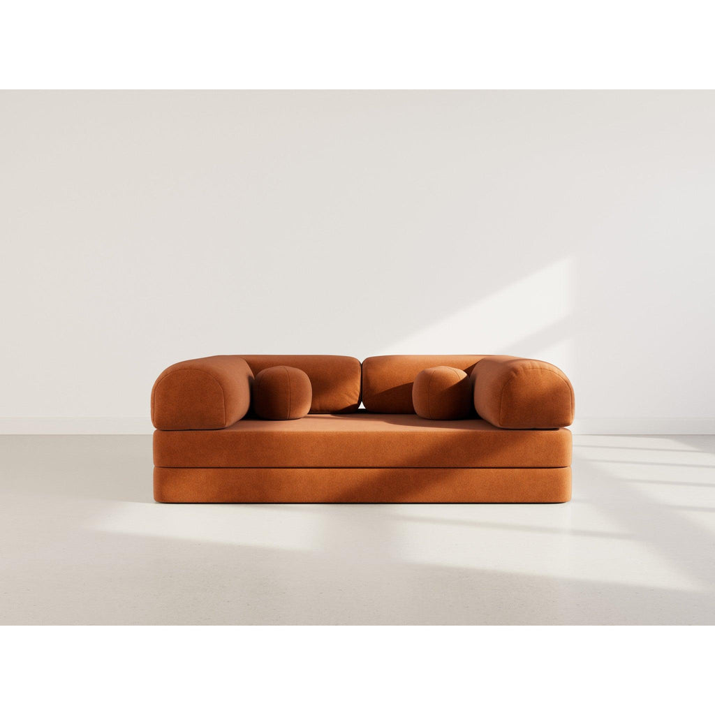Nebula - Canapé Convertible - 3 Places - Velours Texturé - Terracotta