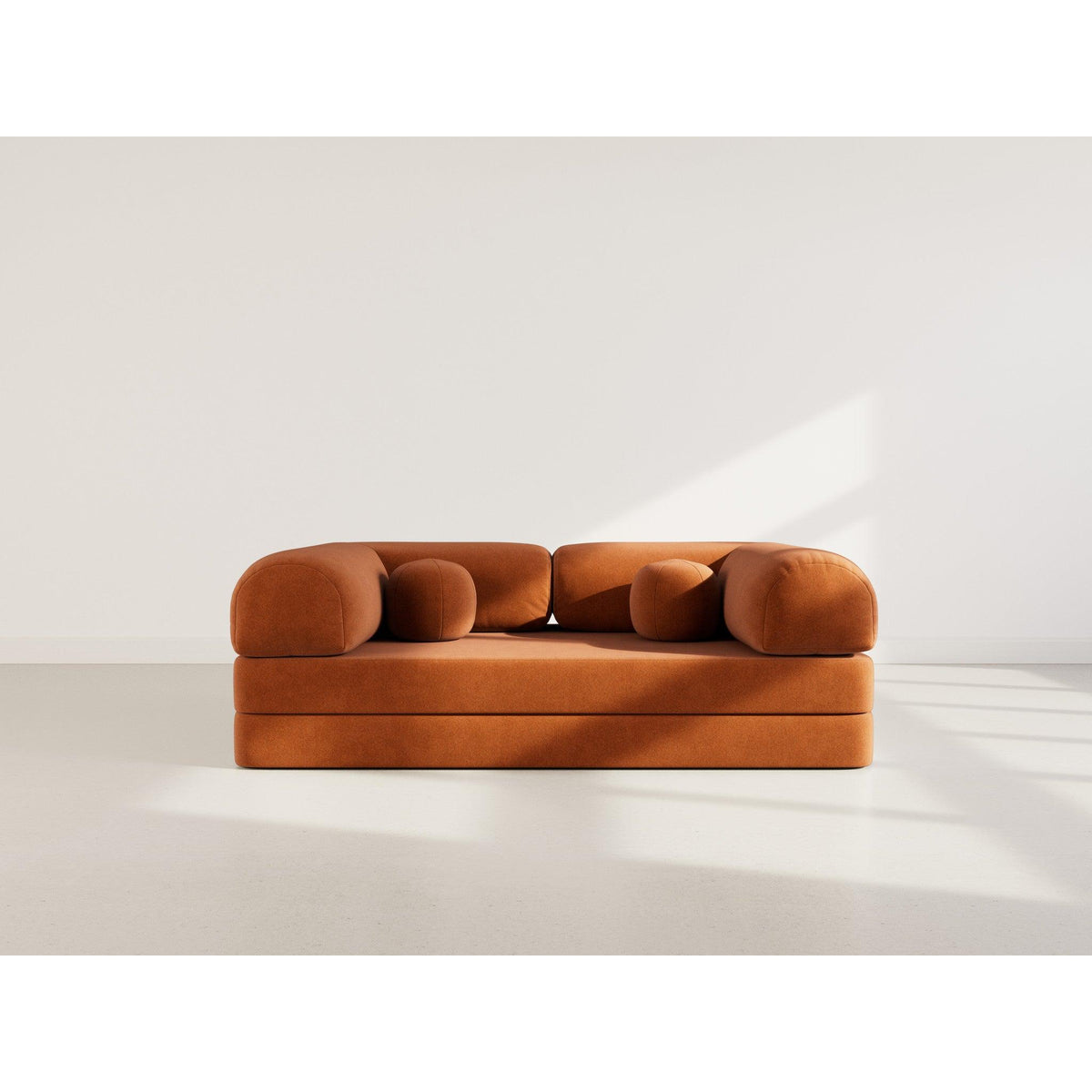 Nebula - Canapé Convertible - 3 Places - Velours Texturé - Terracotta