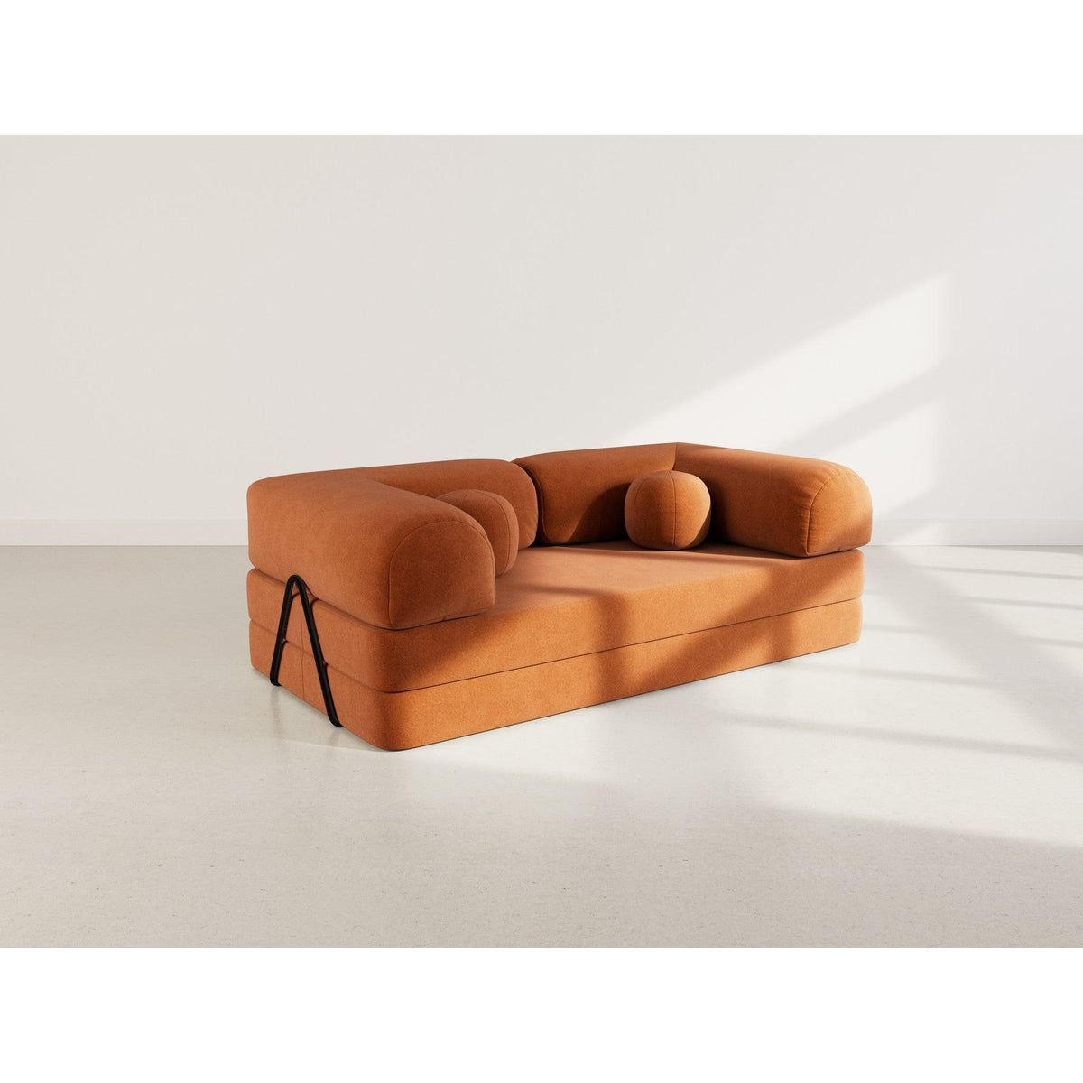 Nebula - Canapé Convertible - 3 Places - Velours Texturé - Terracotta