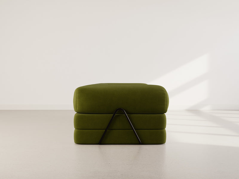 Nebula - Canapé Convertible - 3 Places - Velours Texturé - Vert Kaki