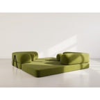 Nebula - Canapé Convertible - 3 Places - Velours Texturé - Vert Kaki