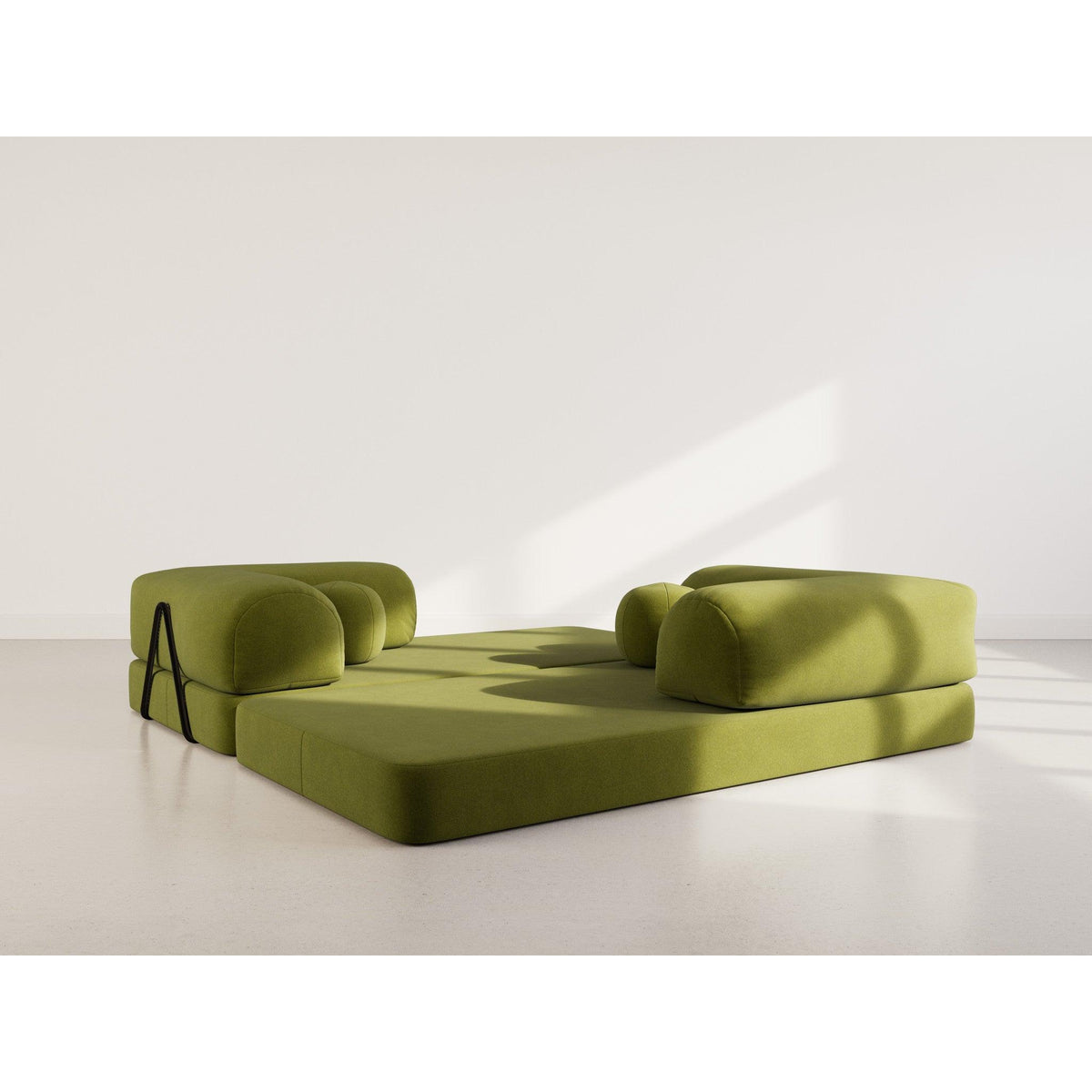 Nebula - Canapé Convertible - 3 Places - Velours Texturé - Vert Kaki