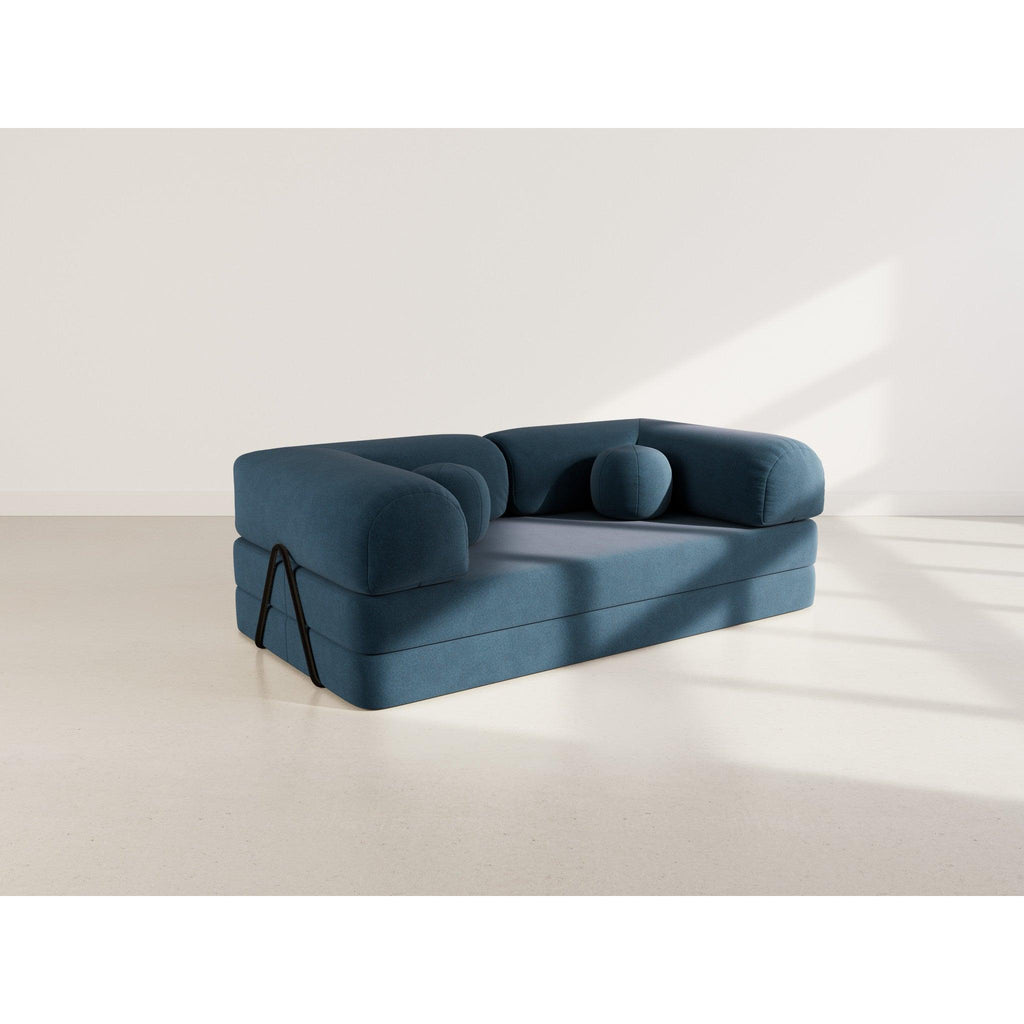 Nebula - Canapé Convertible - 3 Places - Velours Texturé - Bleu