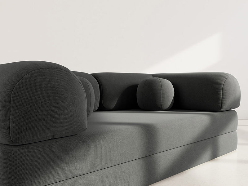 Nebula - Canapé Convertible - 3 Places - Velours Texturé - Gris