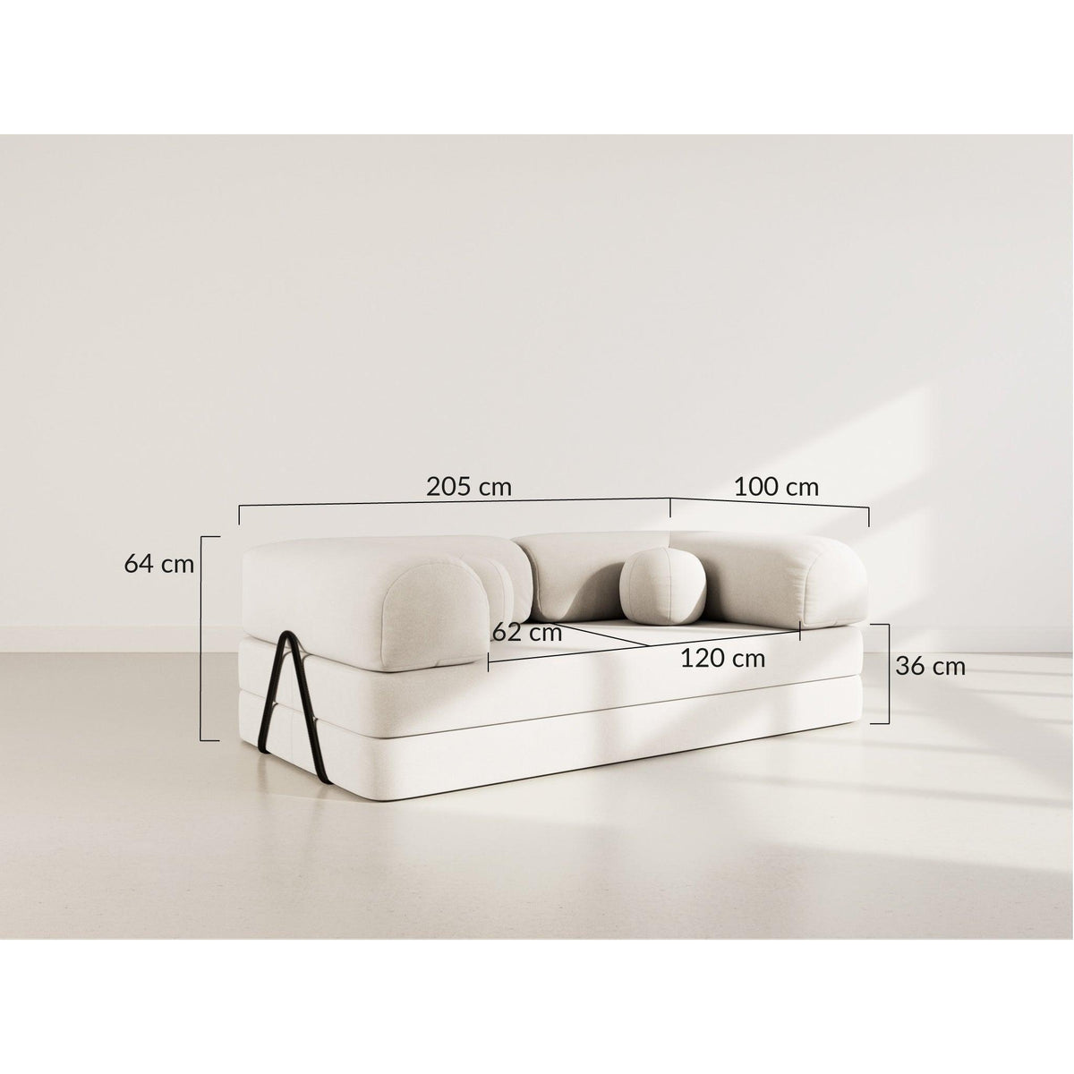 Nebula - Canapé Convertible - 3 Places - Velours Texturé - Vert Kaki
