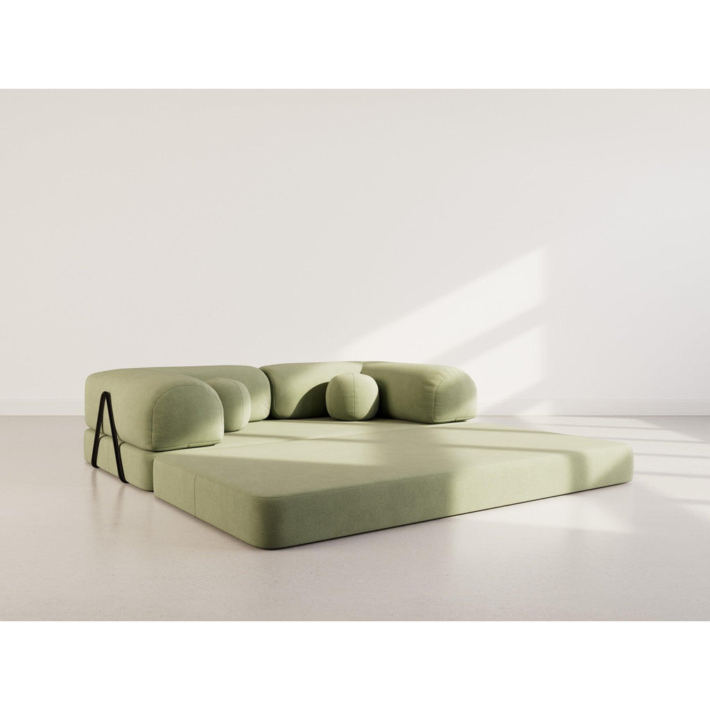 Nebula - Sofá Cama - 3 Plazas - Terciopelo Texturizado - Verde Salvia