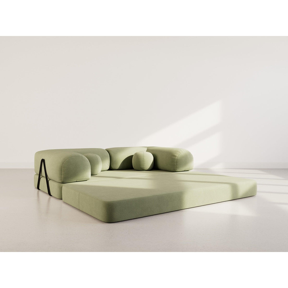 Nebula - Sofá Cama - 3 Plazas - Terciopelo Texturizado - Verde Salvia