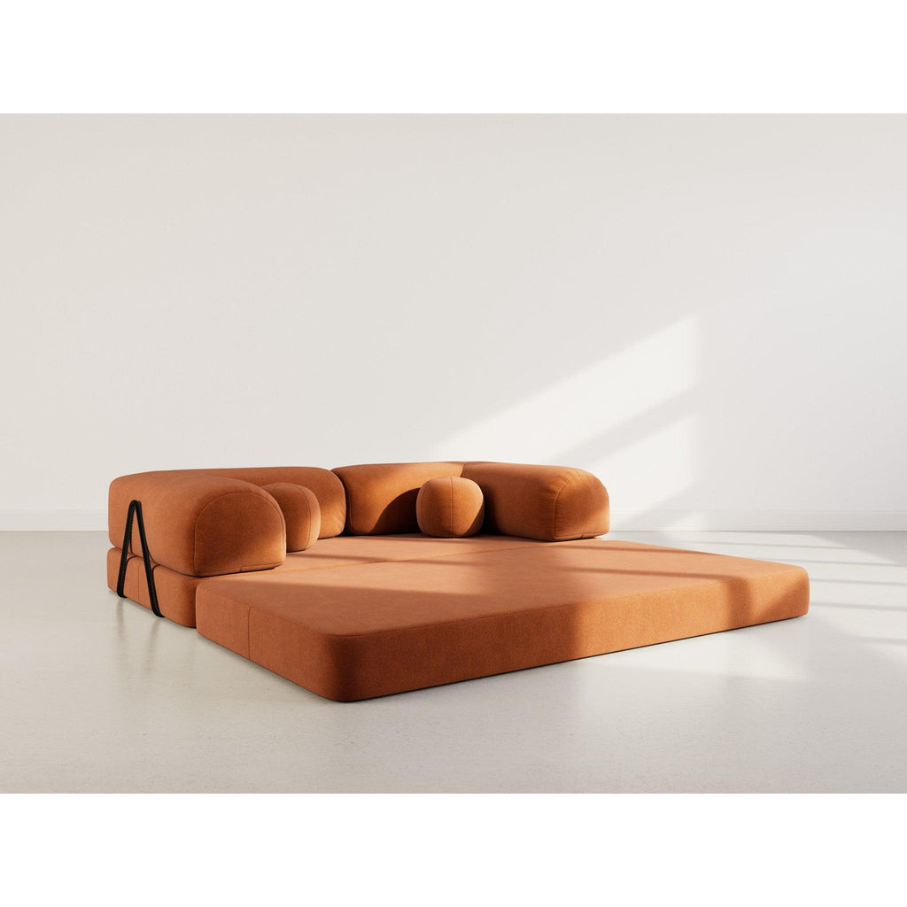 Nebula - Canapé Convertible - 3 Places - Velours Texturé - Terracotta