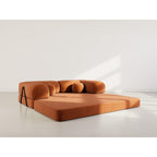 Nebula - Canapé Convertible - 3 Places - Velours Texturé - Terracotta