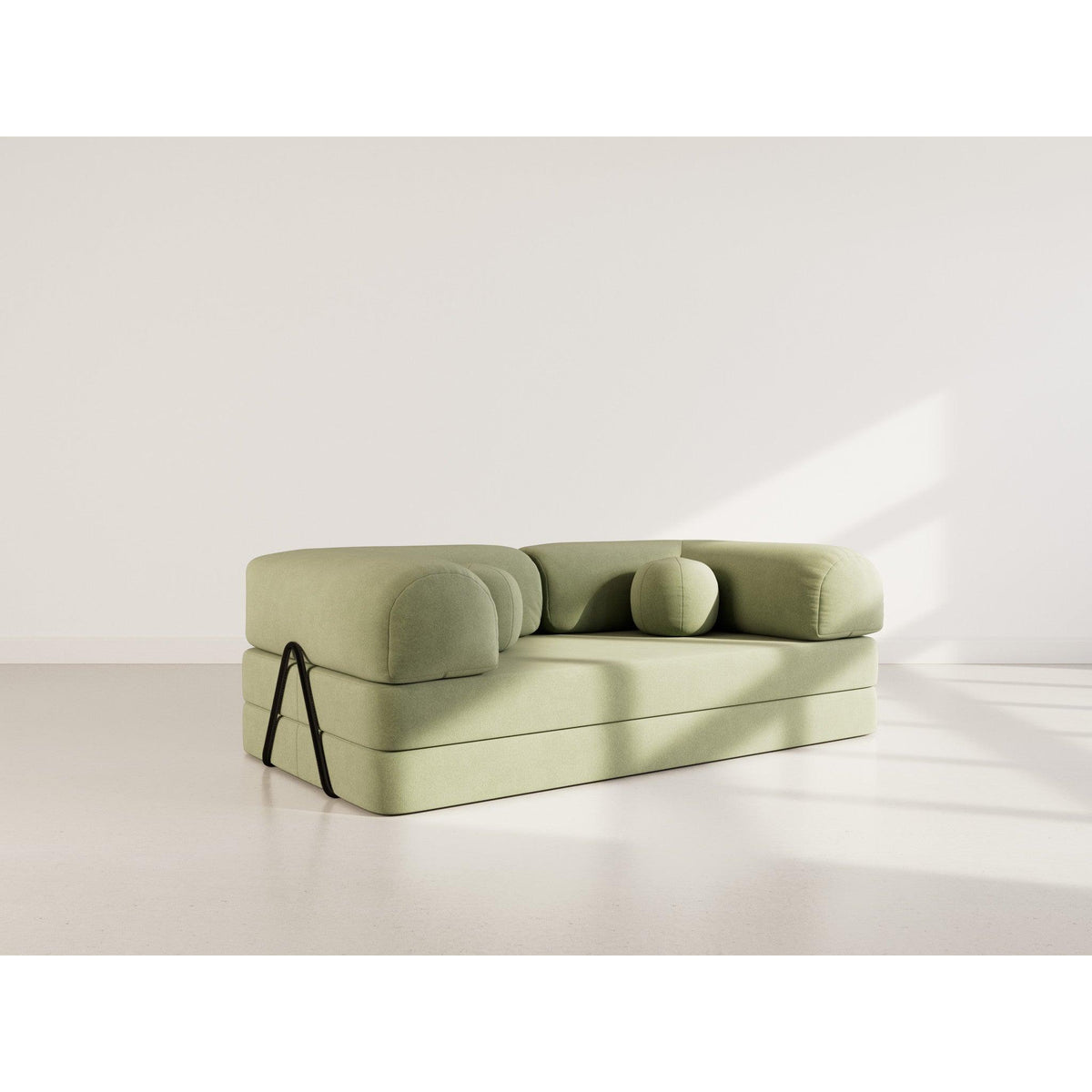 Nebula - Sofá Cama - 3 Plazas - Terciopelo Texturizado - Verde Salvia