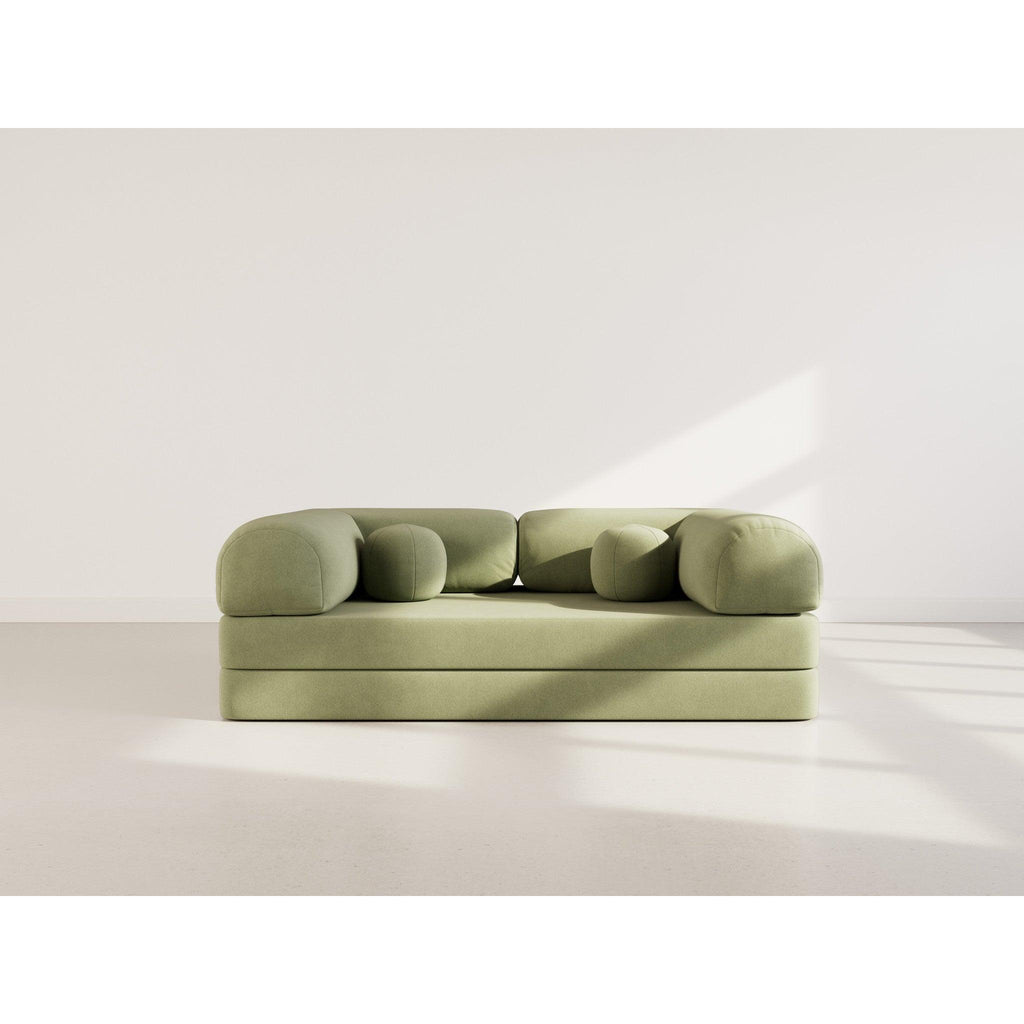 Nebula - Sofá Cama - 3 Plazas - Terciopelo Texturizado - Verde Salvia
