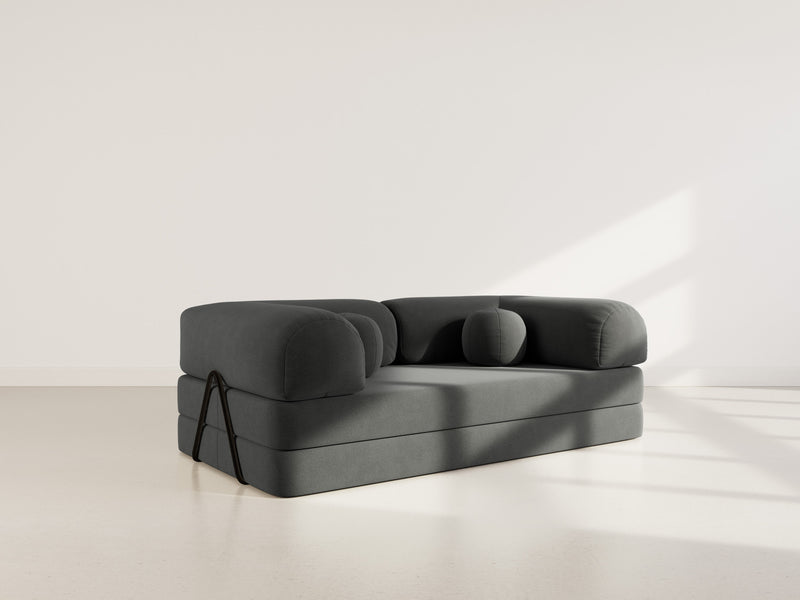 Nebula - Canapé Convertible - 3 Places - Velours Texturé - Gris