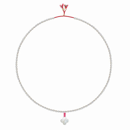 Collier Mini Pendentif Croix - Rose Fluo