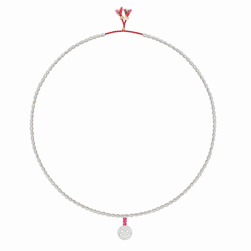 Collier Mini Fwp Et Pendentif Happy Face - Rose Fluo