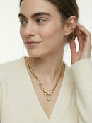 Collier Vintage Givenchy — Nœud Émail Ivoire & Goutte De Cristal