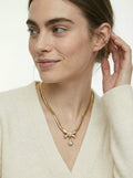 Collier Vintage Givenchy — Nœud Émail Ivoire & Goutte De Cristal
