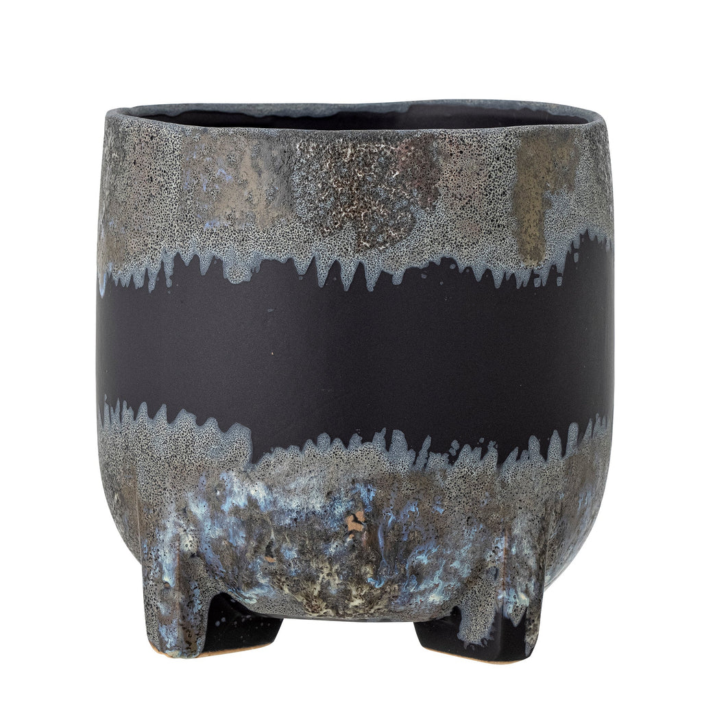 Nasru - Set of 4 Plant Pot Covers - Black - Stoneware