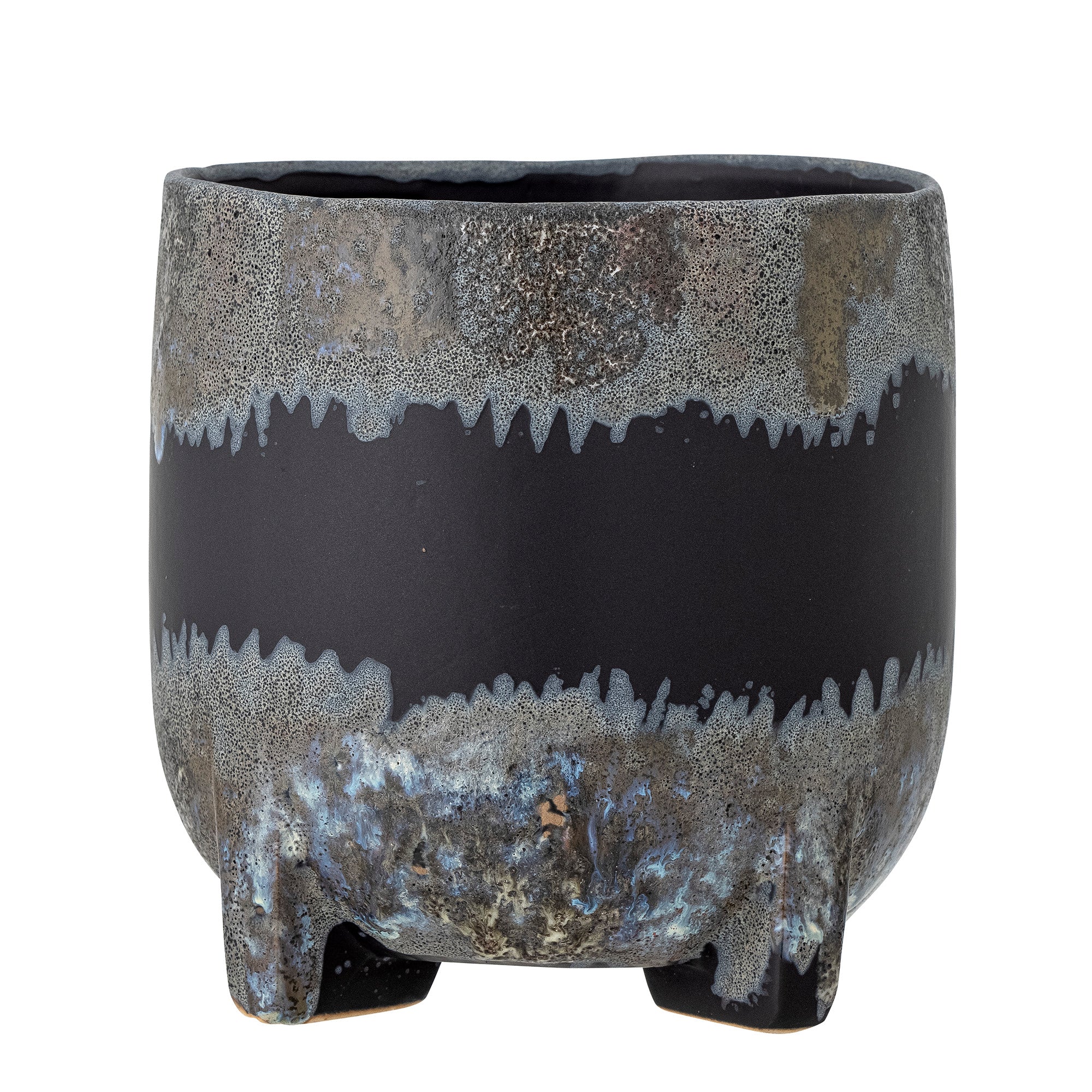 Nasru - Set of 4 Plant Pot Covers - Black - Stoneware