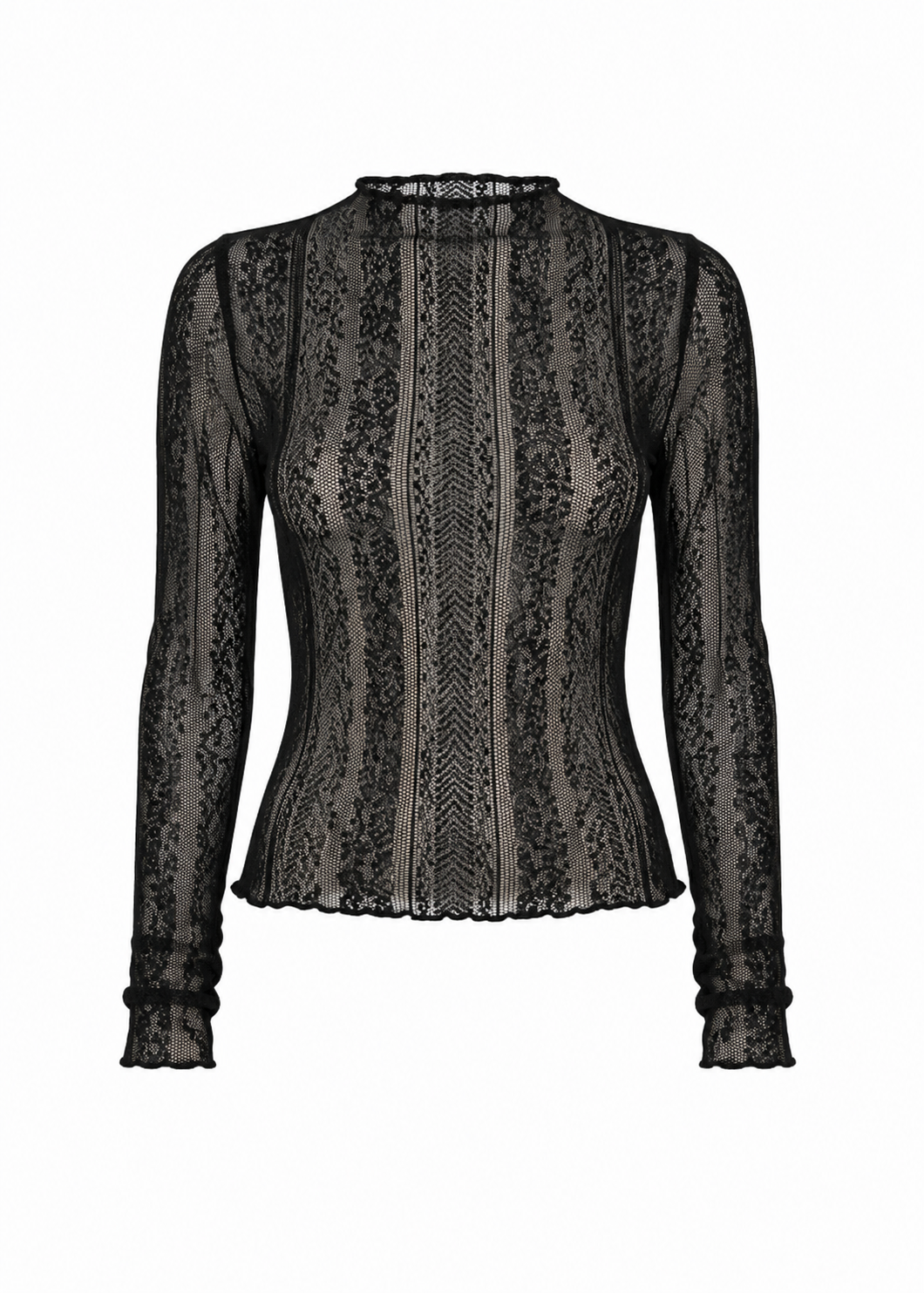 Top Maniche Lunghe Noir Lace - Black