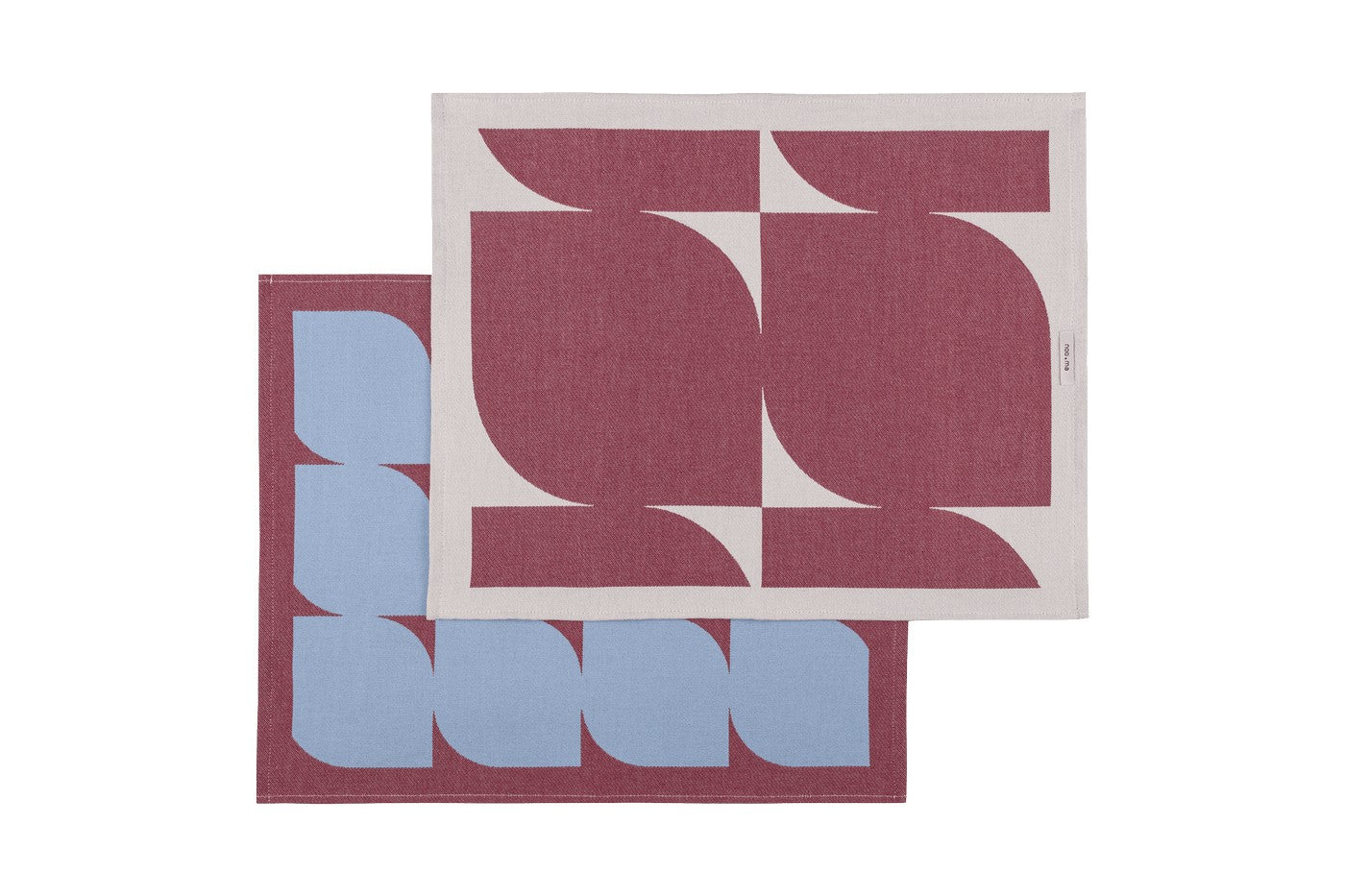 Set of 2 Abi Tea Towels - Beet Red & Sky Blue