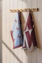 Set of 2 Abi Tea Towels - Beet Red & Sky Blue