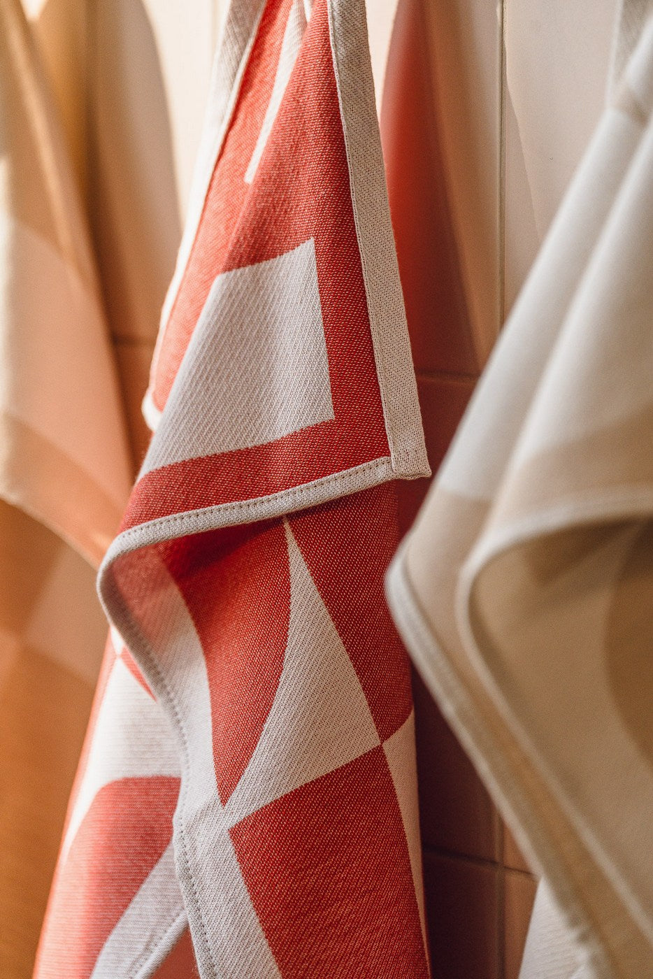 Set Of 2 Abi Tea Towels - Terracotta & Blossom Pink