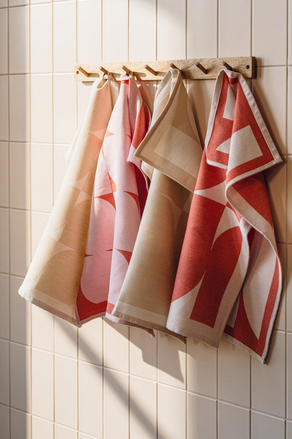 Set Of 2 Abi Tea Towels - Terracotta & Blossom Pink