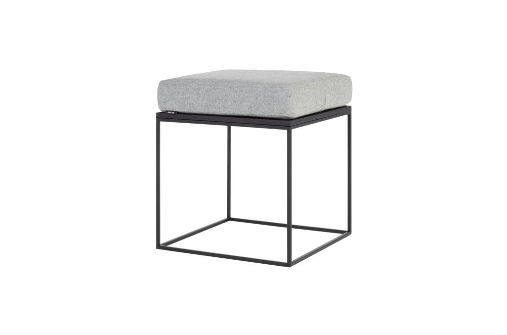 Feo Pouf - Black Oak Top / Universal Gray Wool Cushion