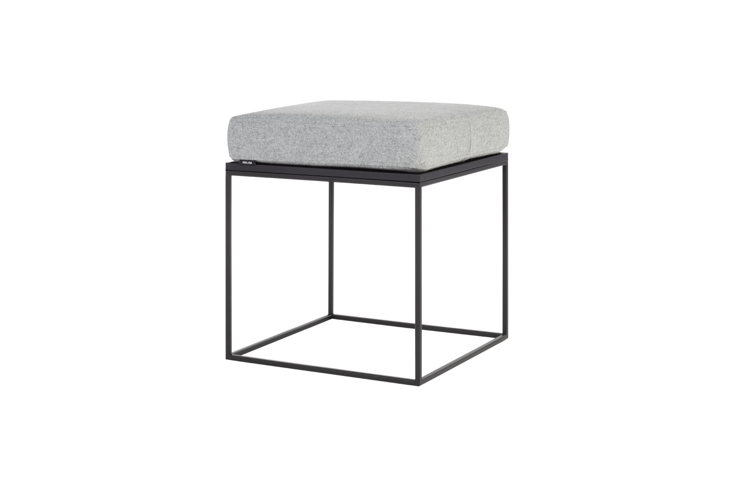 Feo Pouf - Black Oak Top / Universal Gray Wool Cushion