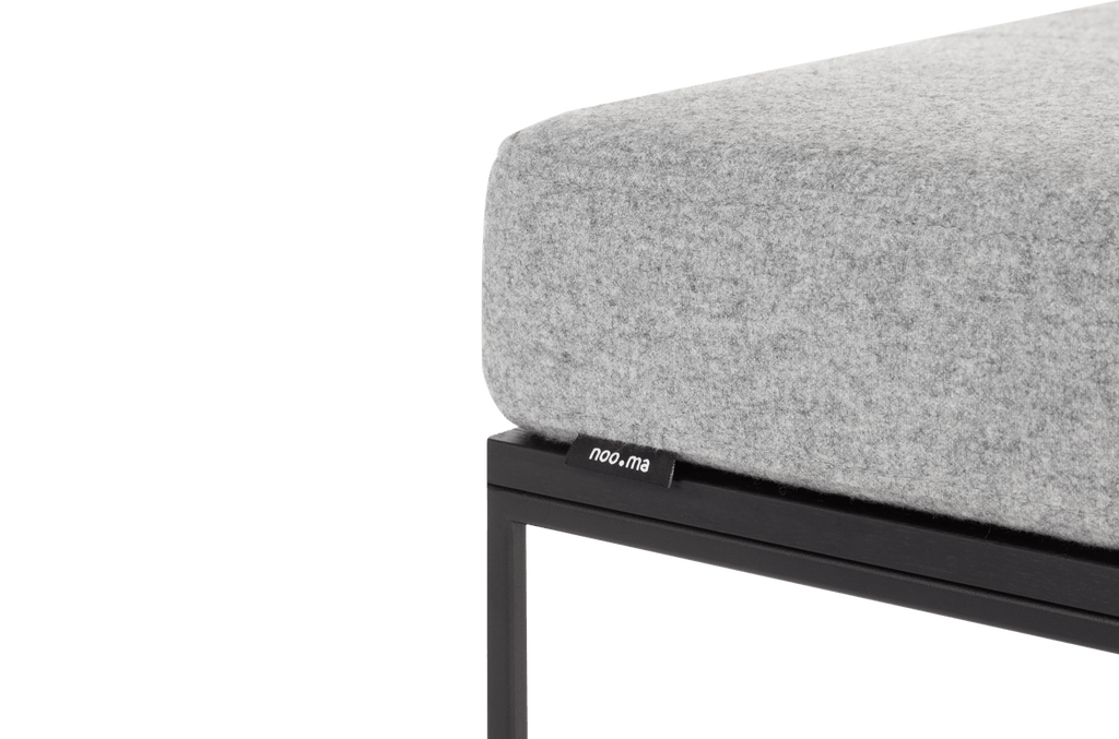 Feo Pouf - Black Oak Top / Universal Gray Wool Cushion