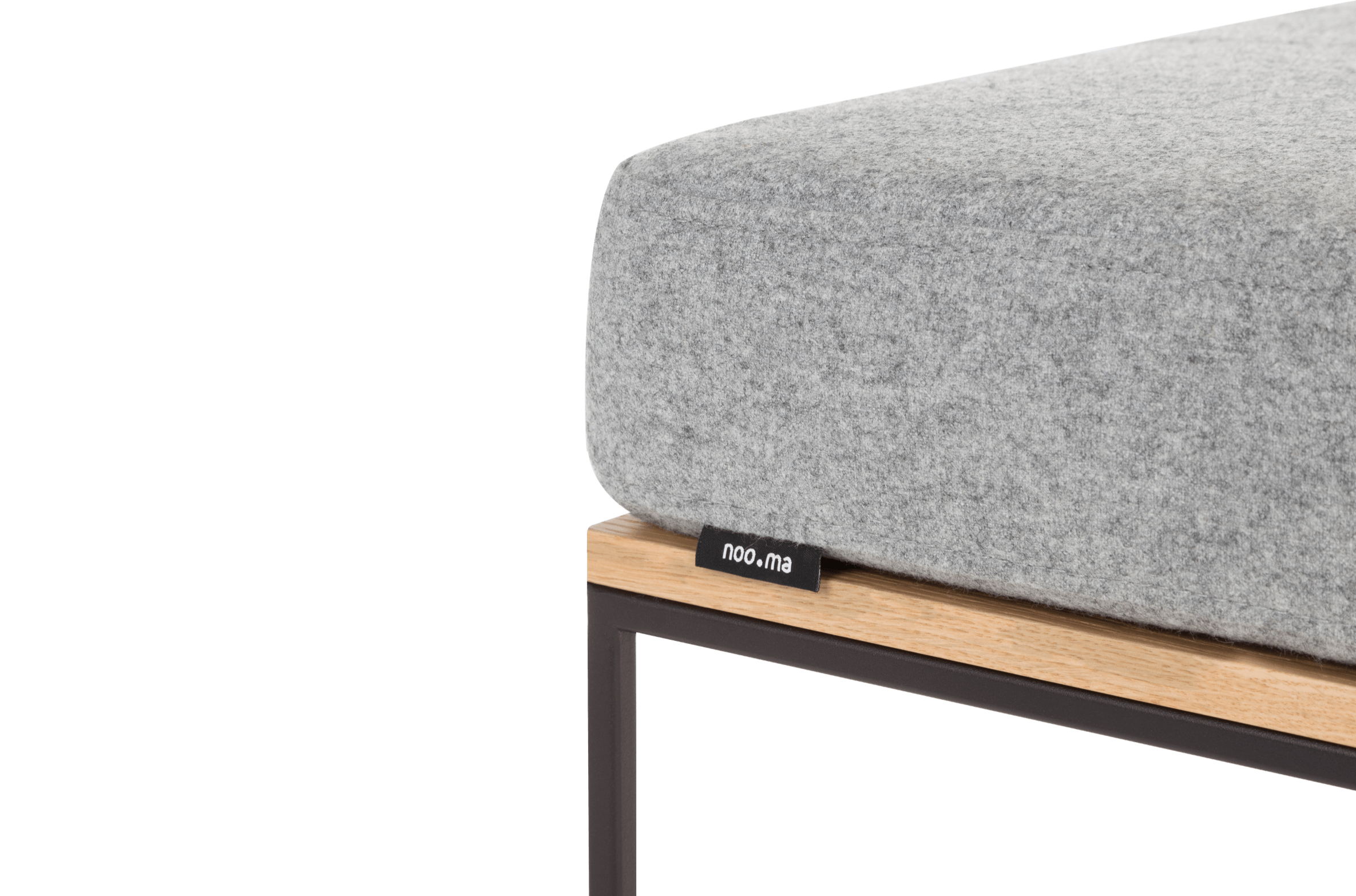 Pouf Feo - Oak Top / Universal Grey Wool Cushion