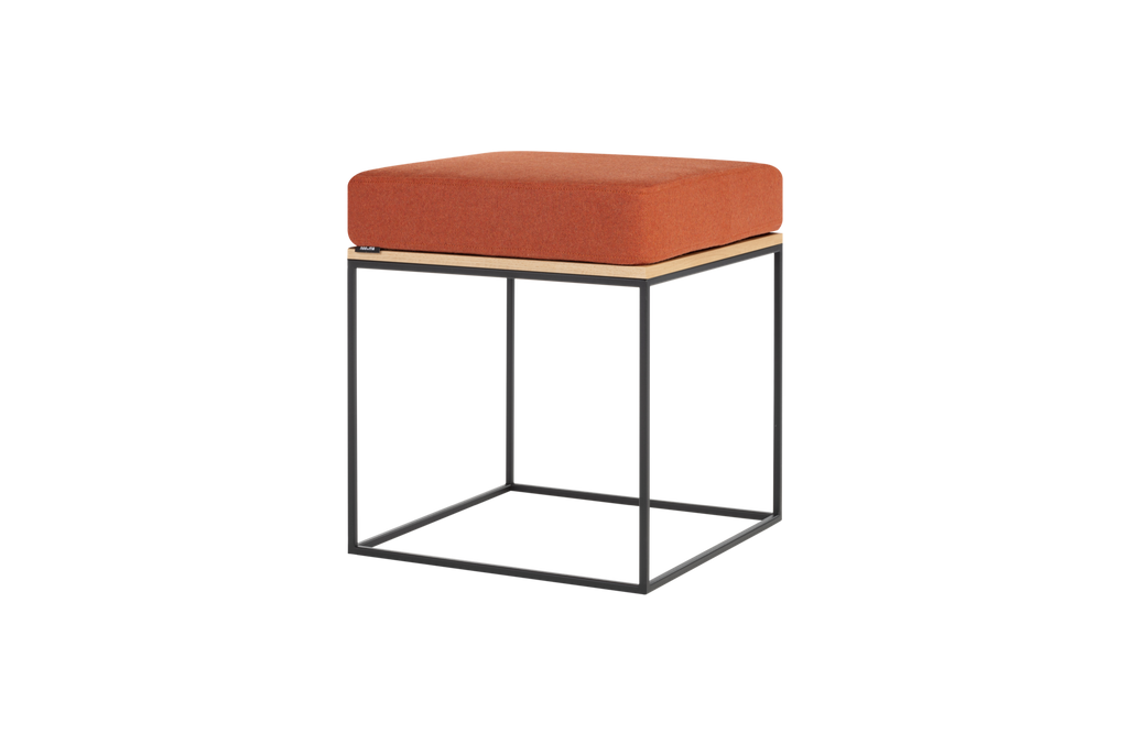 Pouf Feo - Oak Top / Terracotta Wool Cushion