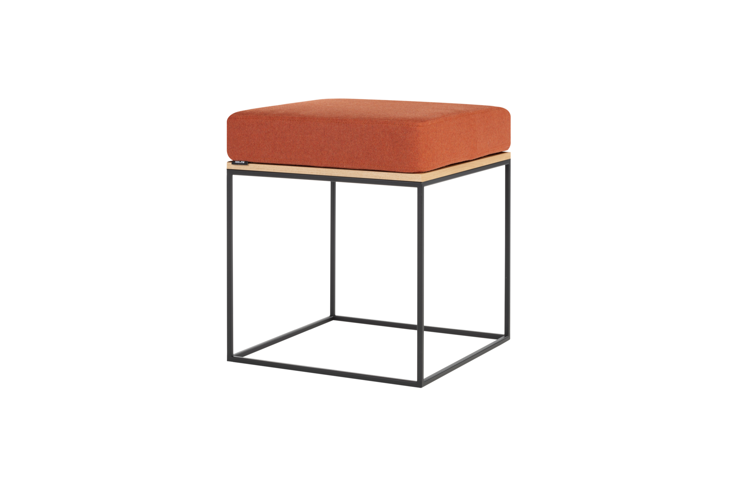 Pouf Feo - Oak Top / Terracotta Wool Cushion